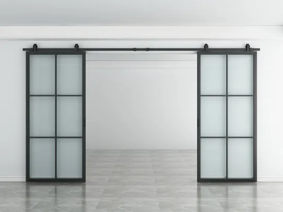 French Door Sliding Double Glass Barn Door Frame
