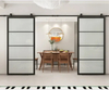 Double Shed Steel Frame Clear Glass Soft Close Barn Doors with Hardware Kit