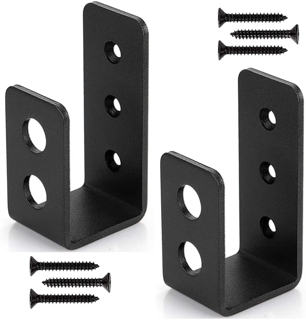 Door Barricade Brackets Black Steel U Security Door Lock Brackets with Screw