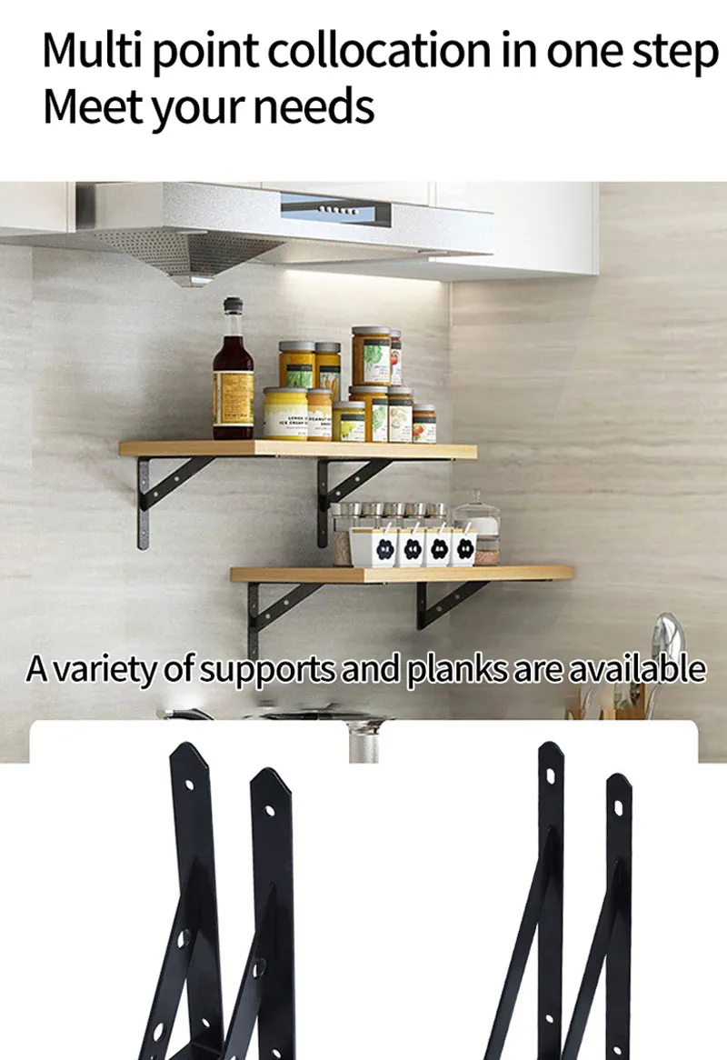 Wall Mount L Bracket 90 Degree Triangle Corner Bracket with Gusset-Black