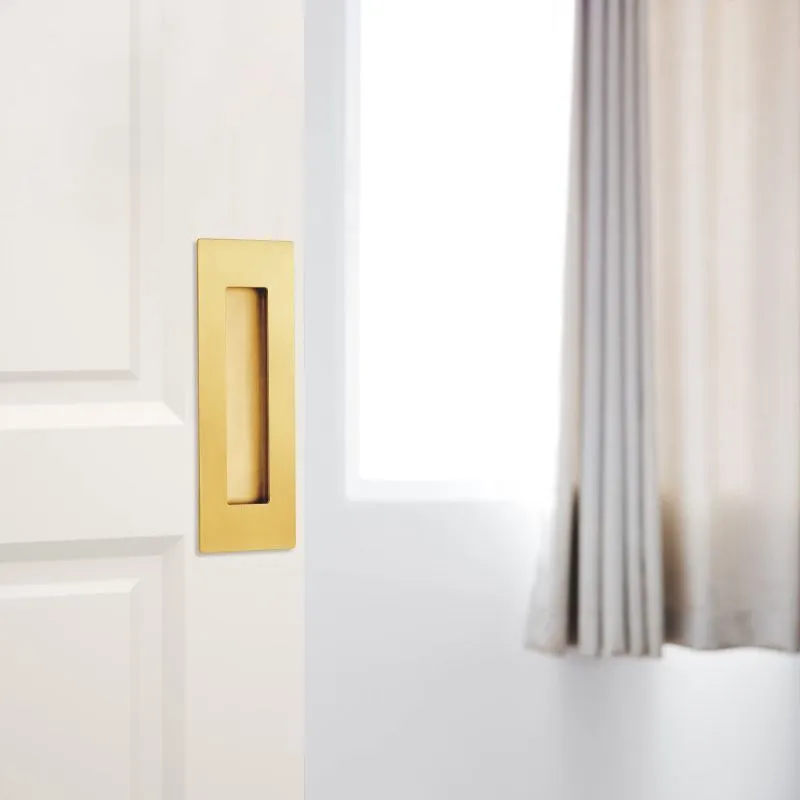 Hardware Pocket Closet Door Brushed Gold Stainless Steel Rectangular Door Handle
