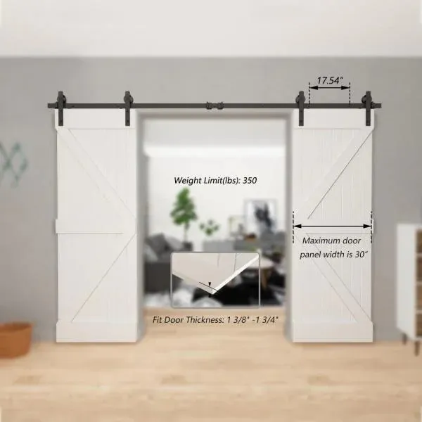 Carbon Steel 9FT Double Barn Door Hardware Sliding Door