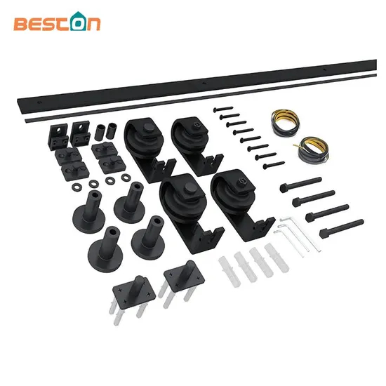 Bi-Folding Sliding Barn Door Hardware Black Flat Track Top Mount Roller Kit