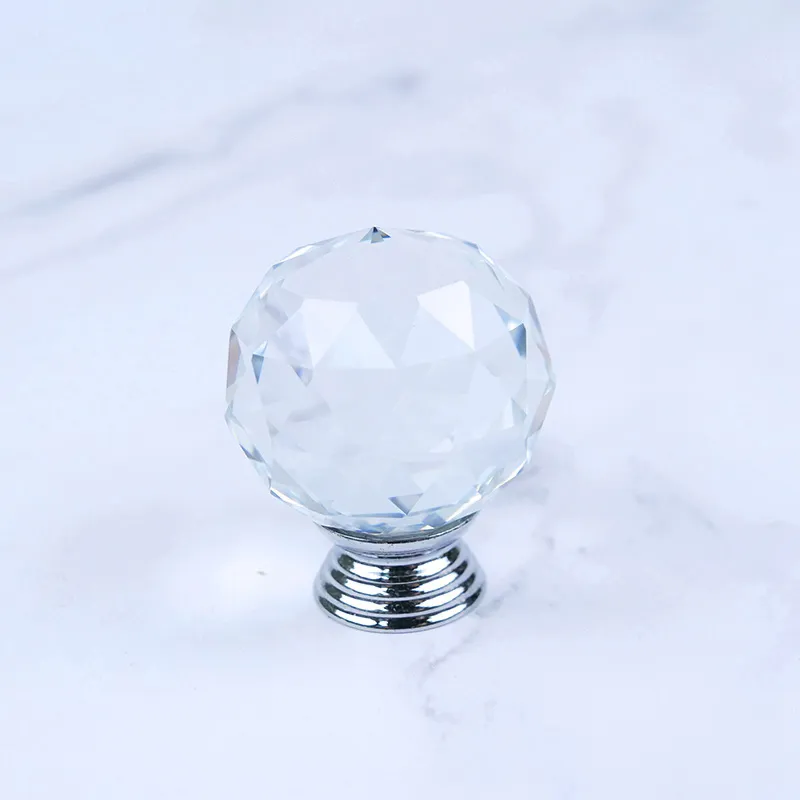 Plane Fillister Head Cupboard Door Handles with Crystals Knobs Glass Cabinet Handles