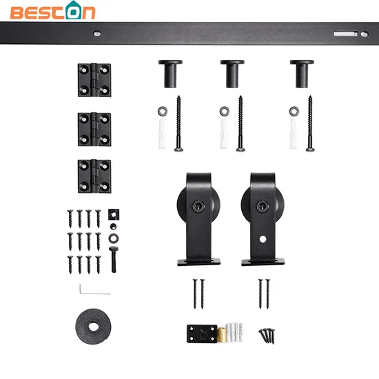 Black Track and Top Mounted Bifold Barn Door Hardware Kit