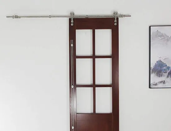 Brushed Rotatable Spoke Wheel Sliding Barn Wood Door Hardware Single Door Kits