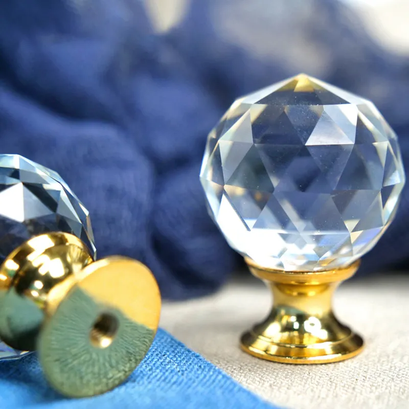 Furniture Hardware Cupboard Kitchen Drawer Glass Handle Cabinet Pulls Crystal Door Knob