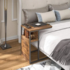 C-Shaped Reversible Side Table Nightstand Bedside Table with Wooden Shelf Snack