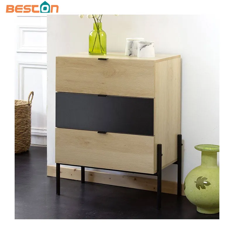 Two Colors Wood Dresser Modern Bedside Table Chest of Drawers