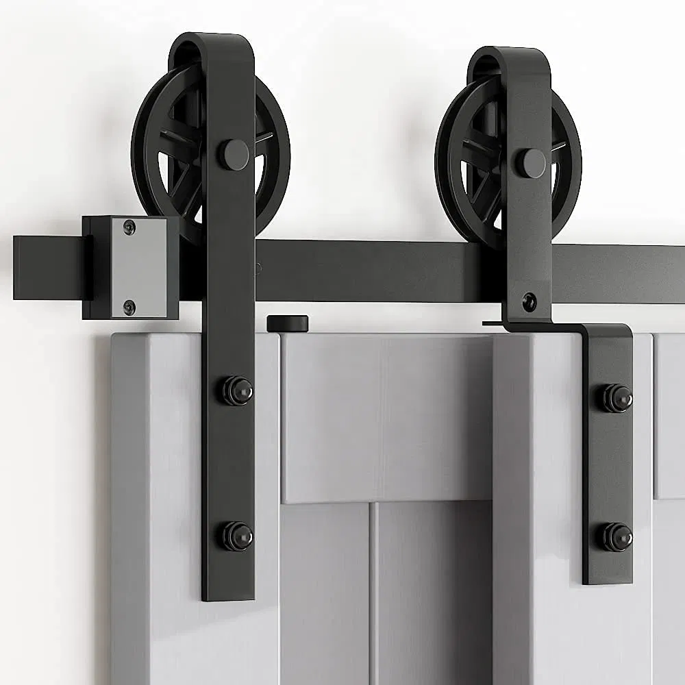 10FT Heavy Duty Single Track Bypass Big Spoke Wheel Sliding Barn Door Hardware