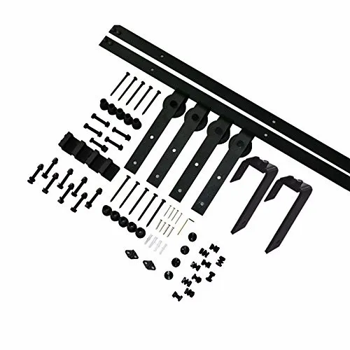 Double Wood Doors Kit Sliding Steel Track Bypass Door Hardware