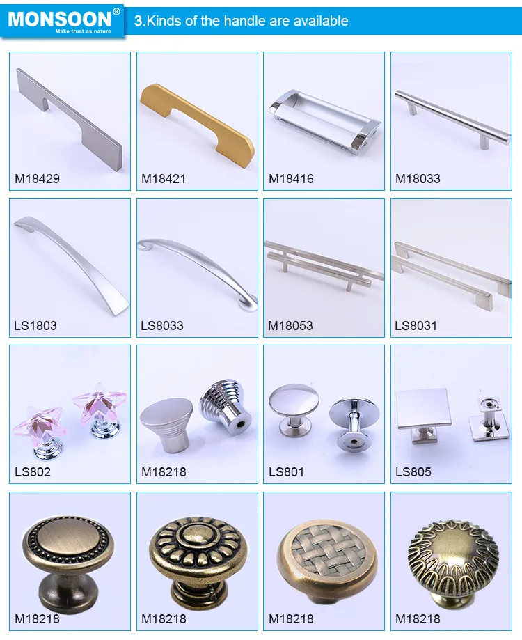 Zinc Alloy Sand Golden Door Lever Handle Cabinet Door Pull Handles