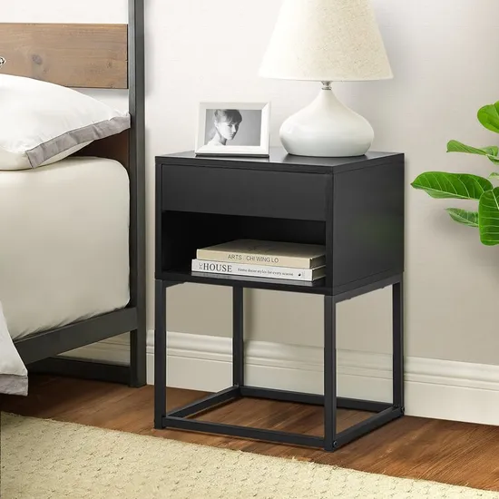 Black Bed Side Tables Folding Iron Nightstand Custom Night Stand