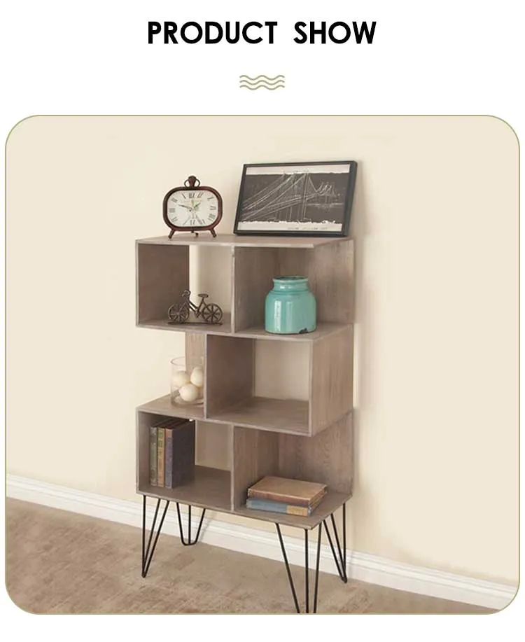 Living Room Furniture with Metal Iron Feet Storage Shelves Side Tables