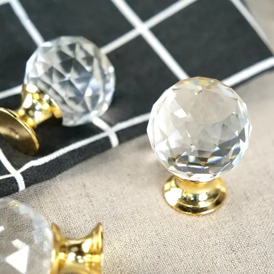 Cupboard Drawer Door Cabinet Pulls Crystal Knob Gold Kitchen Handles