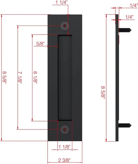 Matte Black Sliding Barn Door Handle Modern Simple Finger Flush Pull Handle