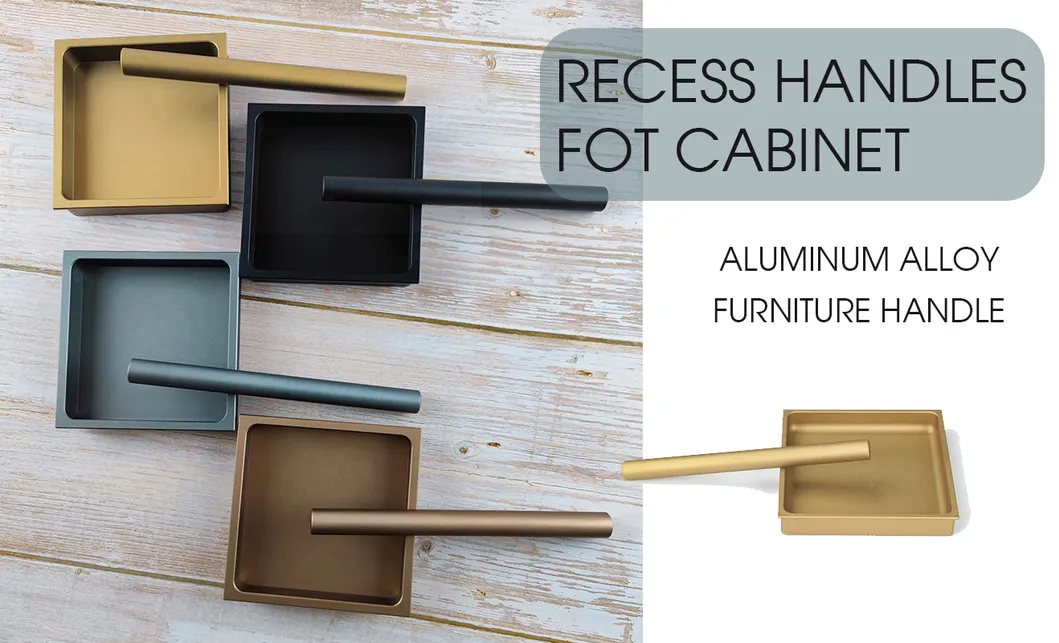 Aluminium Recessed Cabinet Square Handles Concealed Sliding Barn Door Wardrobe Pull Handle