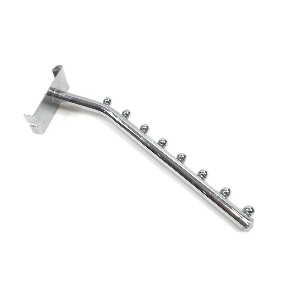 Clothes Chrome Finish Metal Hanging Display Iron Hook with Beads Supermarket Hooks