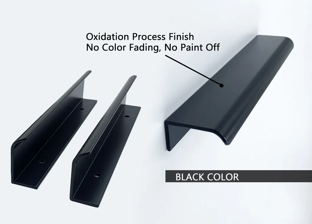 Kitchen Black Handle for Drawer Cabinet Modern Aluminum Furniture Edge Finger Pull