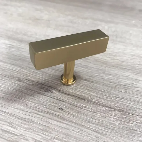 Kitchen Hardware Cabinet Brass Gold T Bar Handle Knob with Base