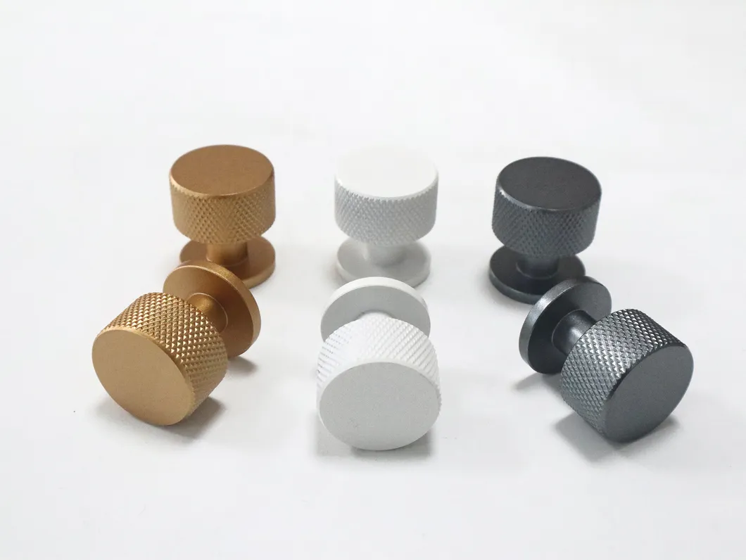 Furniture Cabinet Knobs Black Gold White Knurled Texture Drawer Pull Knob