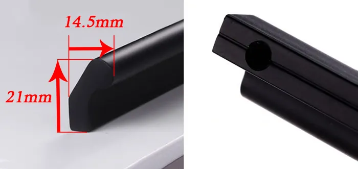 Aluminum Furniture Accessories Wardrobe Drawer Handles Matt Black Kitchen Cabinet Pull Handle