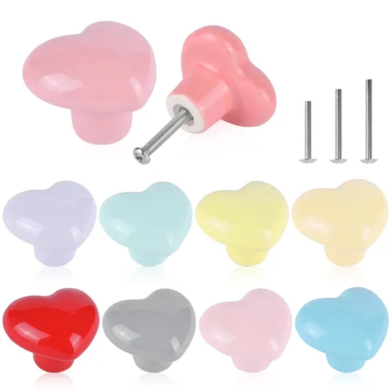 Kids Heart-Shaped Cartoon Cabinet Knob Ceramic Furniture Drawer Puller Handles