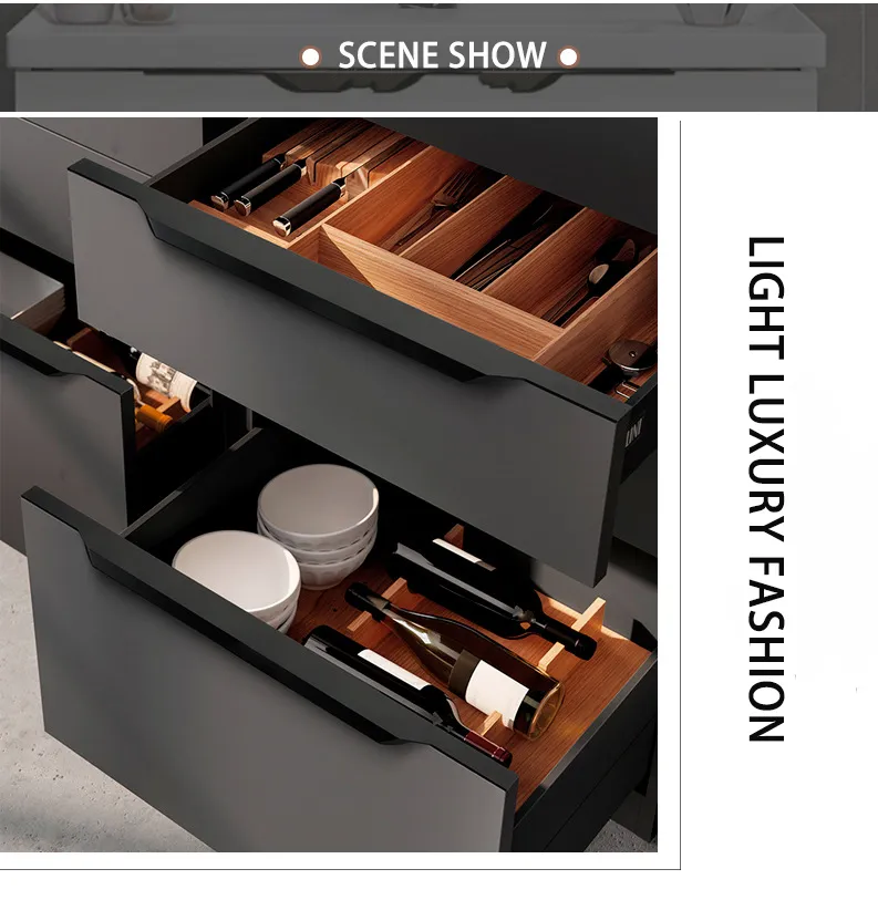 Edge Handle Black Aluminum Alloy Extended Drawer Closet Door Invisible Handle