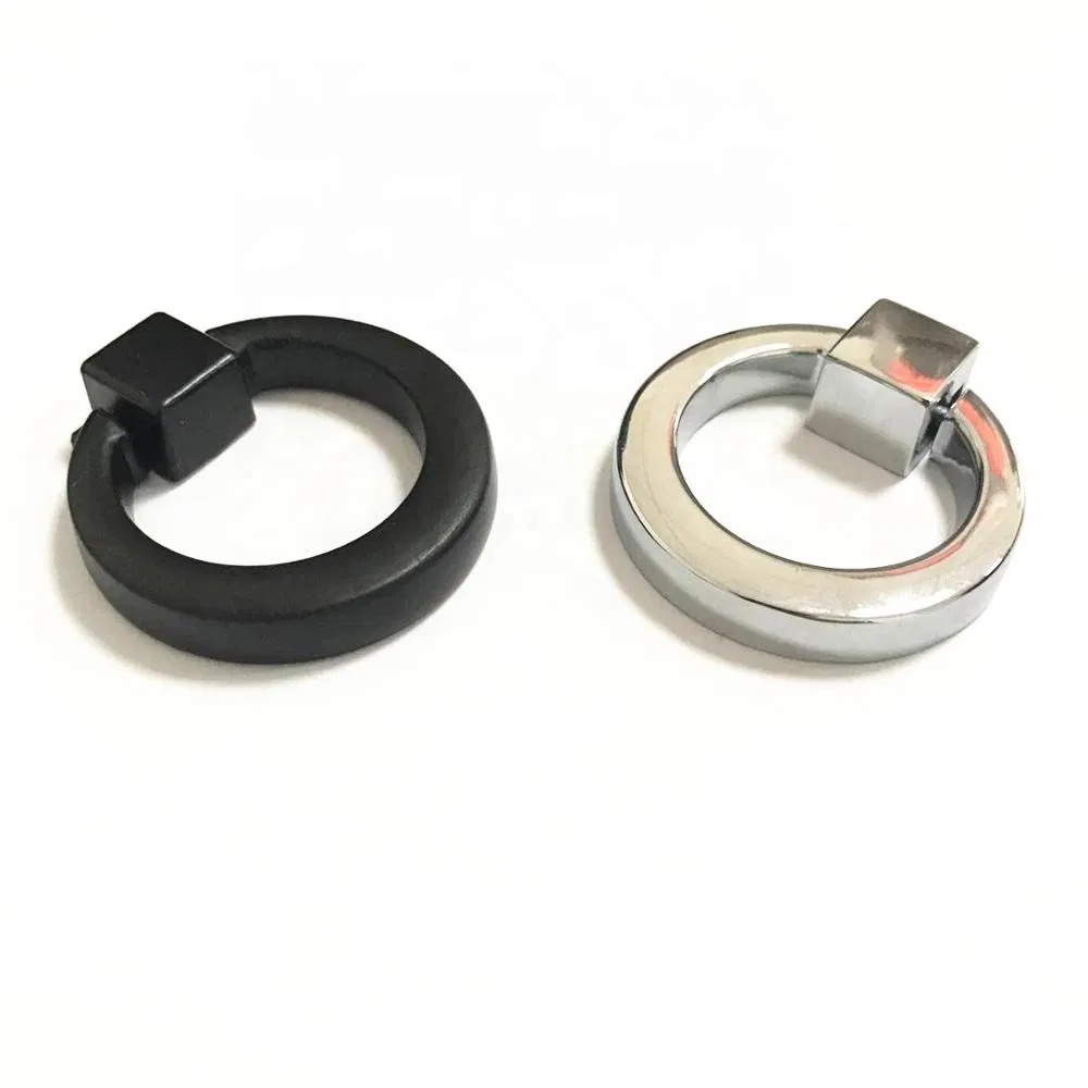 Furniture Black Matt Chrome Plated Pull Ring Knob Handle Chair Ring Pull