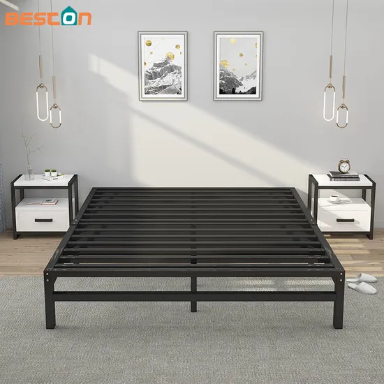Steel Slat Foundation Hotel Home Metal Platform Base Assembly Queen Size Bed