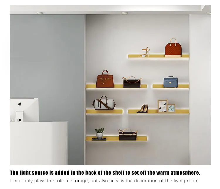 Shelving with LED Light Display Rack Wall-Mounted White Lighting Bookshelf