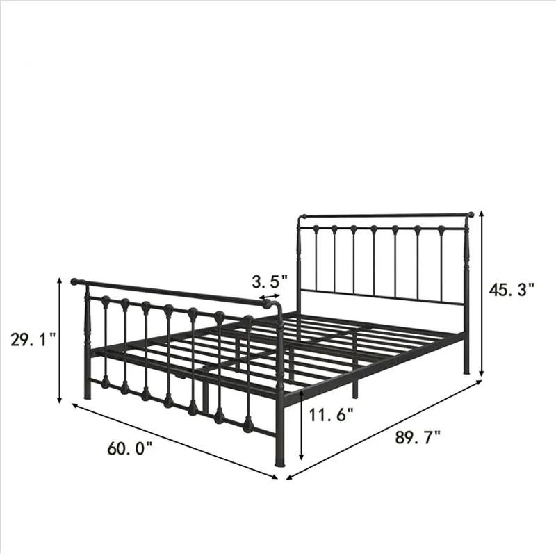 Bed with Headboard and Footboard Wrought Iron Bed Frame