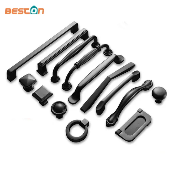 Zinc Alloy Kitchen Black Cabinet Handle Furniture Drawer Handles and Knobs