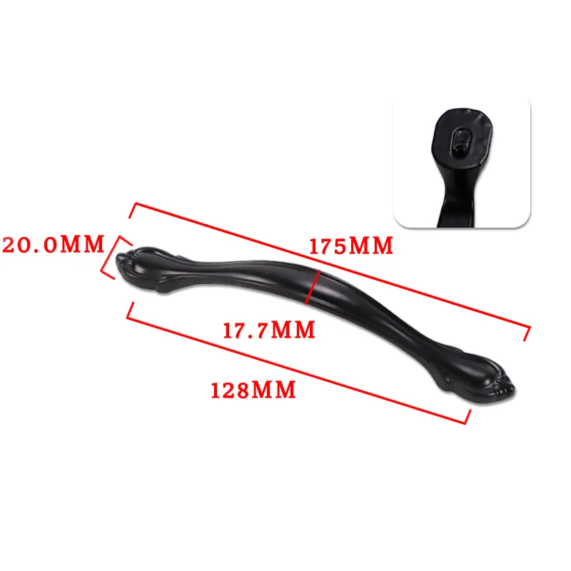 Zinc Alloy Kitchen Black Cabinet Handle Furniture Drawer Handles and Knobs