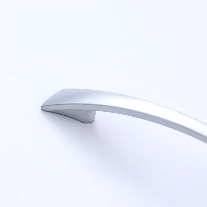 Furniture Hardware Zinc Alloy Arch Curved Brush Nickel Kitchen Cabinet Pull Handle