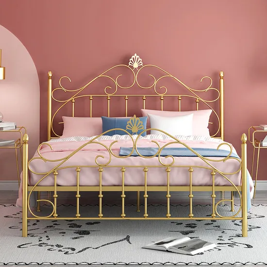 Bedroom Furniture Lit Complet Wrought Iron Bed Metal Platform Bed Frame