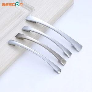 Furniture Hardware Zinc Alloy Arch Curved Brush Nickel Kitchen Cabinet Pull Handle