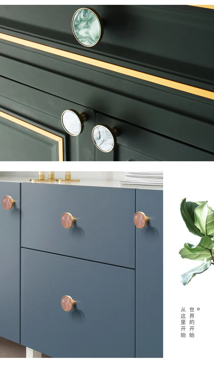 Zinc Alloy Craft Furniture Knobs Brass Antiqui Colorful Shell Cabinet Brass Handles