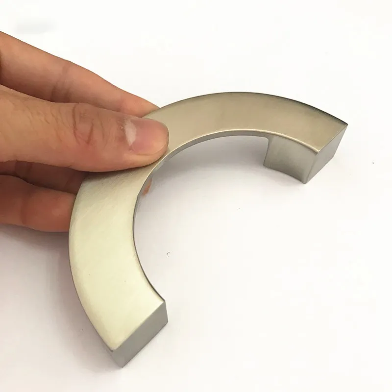 Brushed Nickel Cabinet Zinc Alloy C Design Shape Handles Dresser Pulls