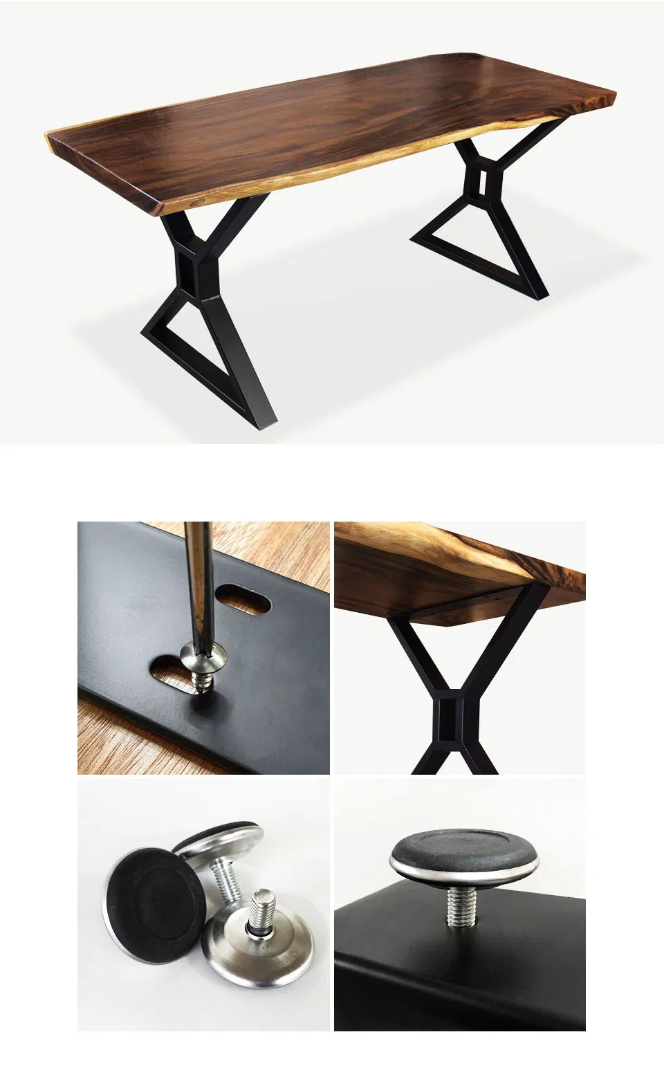 Industrial Style Metal Black X-Shape Furniture Dining Steel Table Base Legs