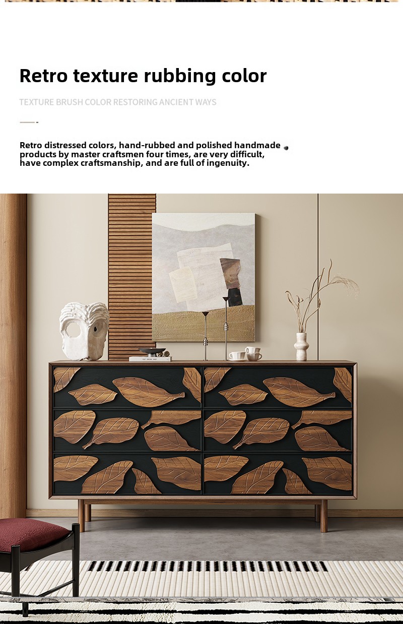 AIYI Chest of Drawers Entrancy Simple Villa Living Room Antique Side Storage Cabinet Bedroom Locker Solid Wood Curio Cabinet@详情2