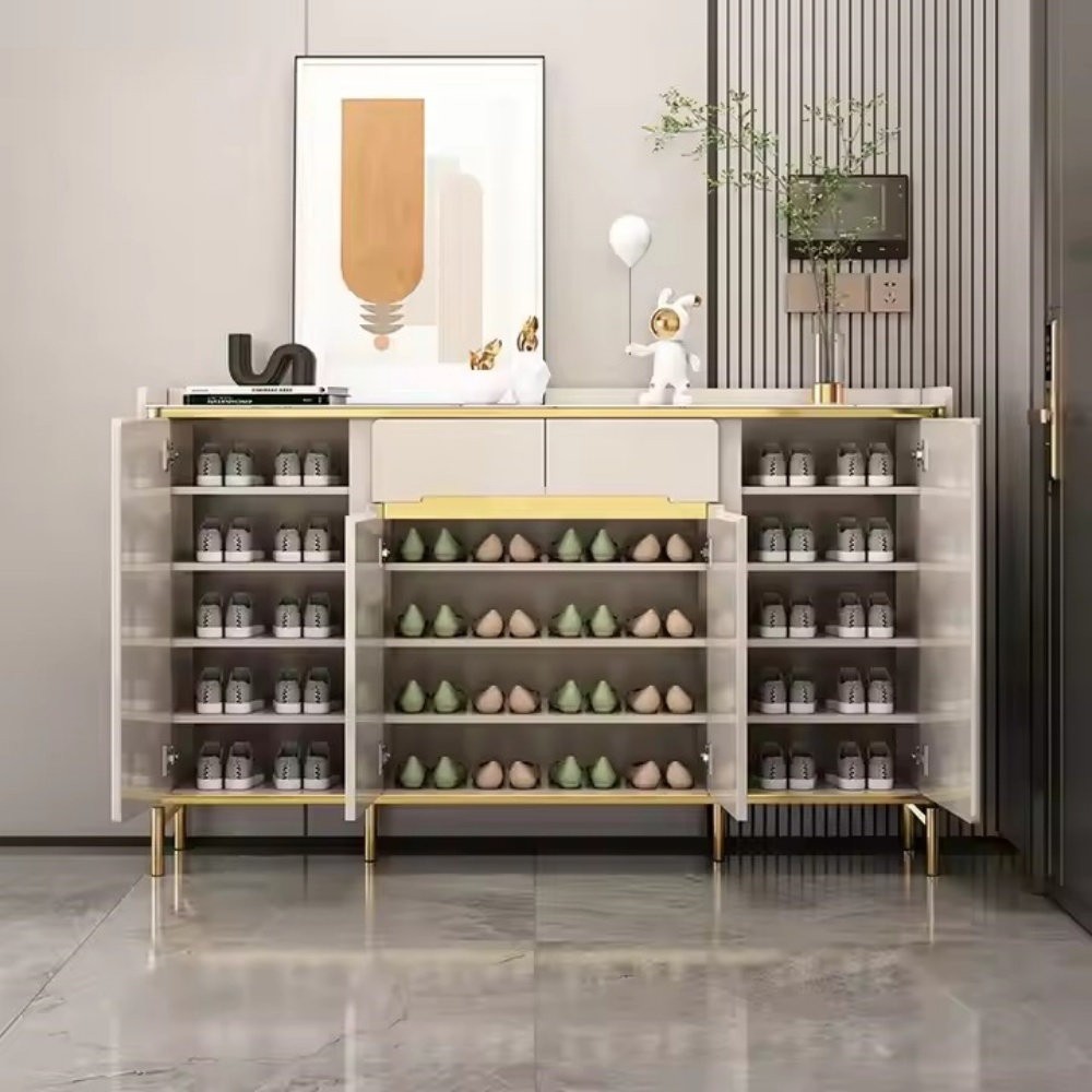 Premium Ultra-Thin Wooden Shoe Cabinet with Storage Drawers for Small Space Entryways