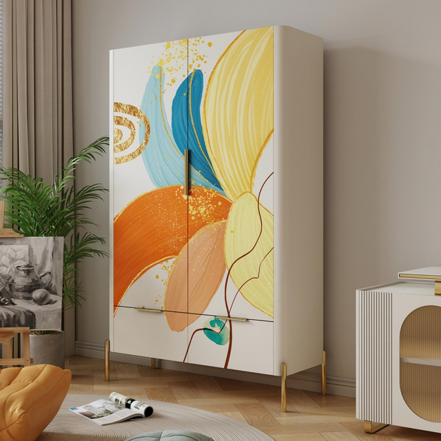 Hot Sale 3/5/6-Drawer Chest of Drawers - Solid Wood Gold Plated Legs, White for Bedroom