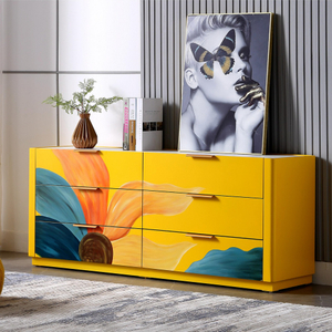 Modern Artistic White Sideboard - Unique Piano-Key Glass Door Design with Storage Shelves for Kitchen