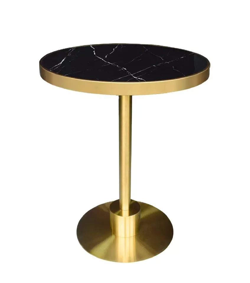 Artificial Marble Dining Table with Brass Stainless Steel Table Base