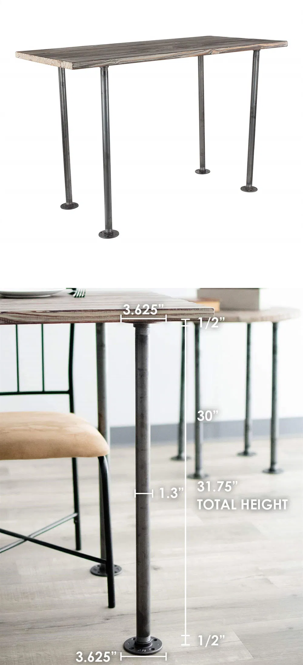 Industrial Black Iron Pipe Table Legs for Custom Vintage Tables Legs