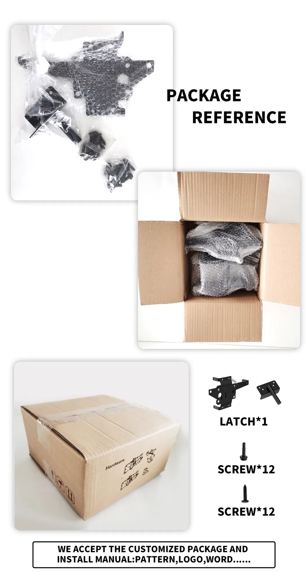 Farm and Garden Fence Gate Latch Lock Kit Door &amp; Window Hinges