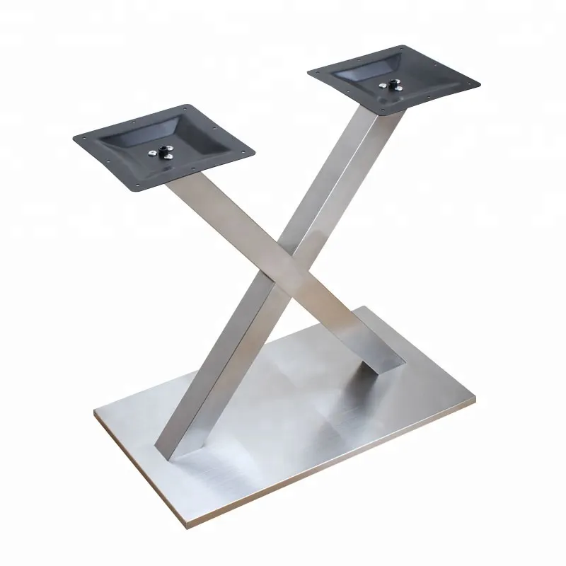 Concise X Shape Tube Rectangular Pedestal Metal Furniture Legs Table Base