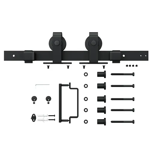 Home Use Modern French Style Black Metal Frame Sliding Glass Barn Door