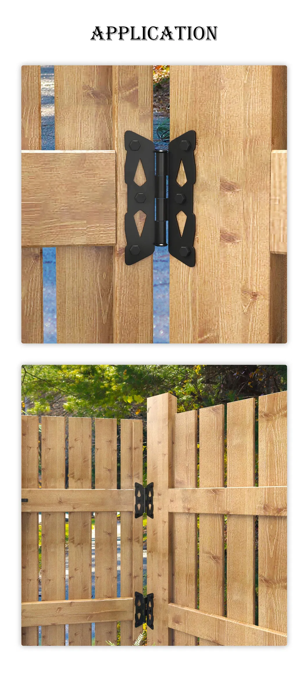 Black Butterfly Type Hinge for Wood Gate Door with One Pair